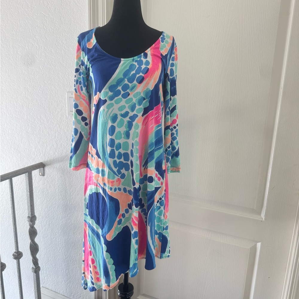 Women's Multicolor Scoop Neck Casual Dress